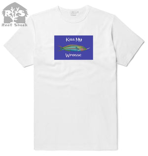 Kiss My Wrasse T-Shirt (White) - JQ's ReefShack LLC
